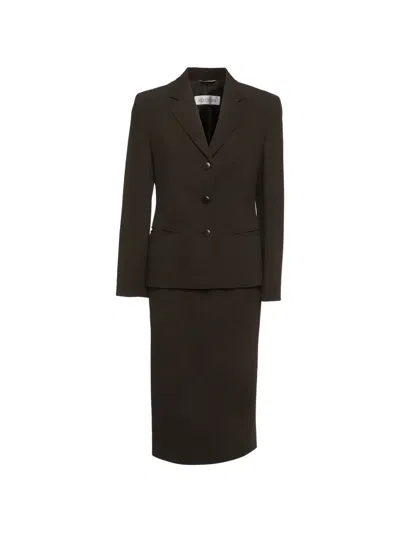 Pre-owned Max Mara Gabardine Skirt Set In Brown