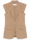 Max Mara Sleeveless Gabardine Jacket In ブラウン
