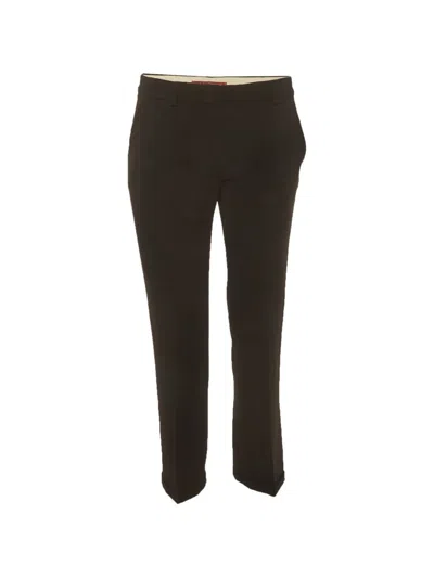 Pre-owned Max Mara Gabardine Slim-fit Trousers In Black