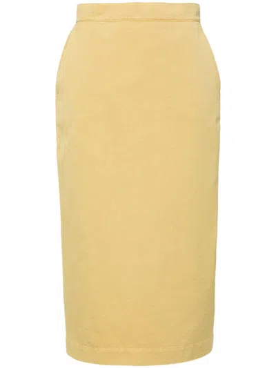 Max Mara Denver Cotton Twill Pencil Skirt In Yellow
