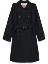 Max Mara Navy Blue Gabardine-weave Trench Coat In Blue