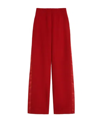 Max Mara Gabardine Wool Trousers In Red
