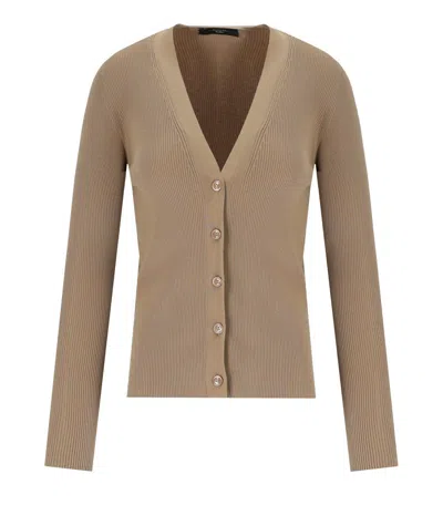 Max Mara Gabriel Beige Cardigan In Brown