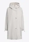 Max Mara Gail Hooded Zip-up Parka With Drawstrings In White