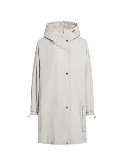 Max Mara Studio Light Beige Cotton Blend Parka In Gray