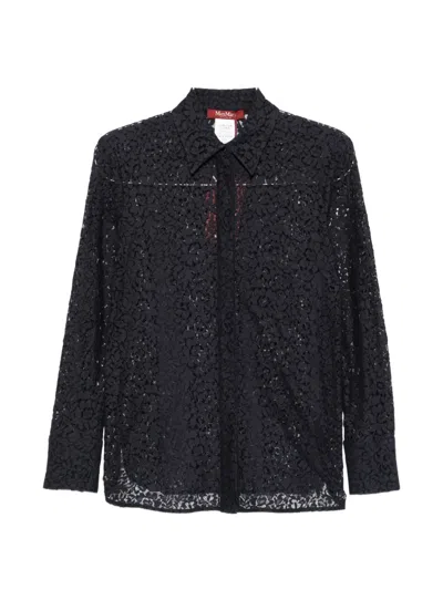 Max Mara Gala Long-sleeve Lace Shirt In Black