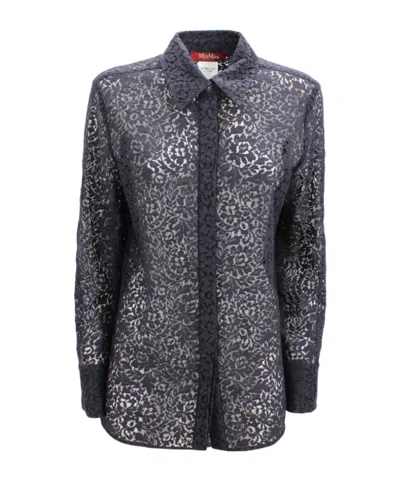 Max Mara Gala Long-sleeve Lace Shirt In Black