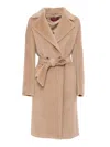 Max Mara Long-sleeved Lapel Coat In Camel