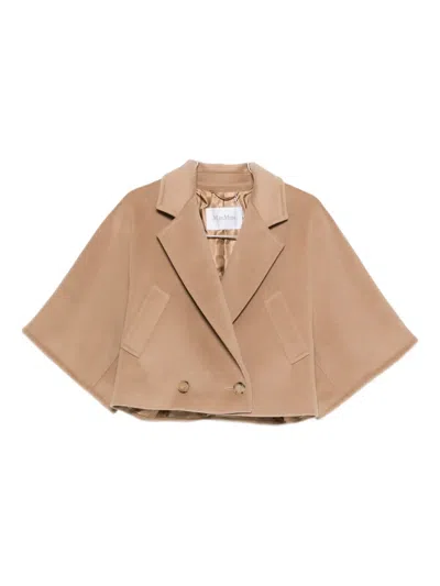 Max Mara Galea Double-breasted Cropped Jacket In Brown