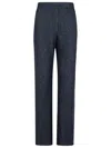 Max Mara Midnight Blue Trousers In Cotton Denim Effect In Blue