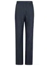 Max Mara Midnight Blue Trousers In Cotton Denim Effect In Blue