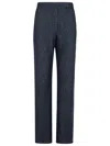 Max Mara Midnight Blue Trousers In Cotton Denim Effect In Blue