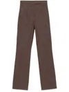 Max Mara Wide Leg High Waist Trousers With Front Crease In Brown