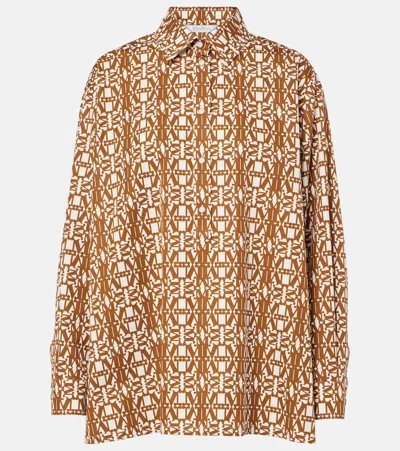 Max Mara Gallura Printed Cotton Shirt In Brown