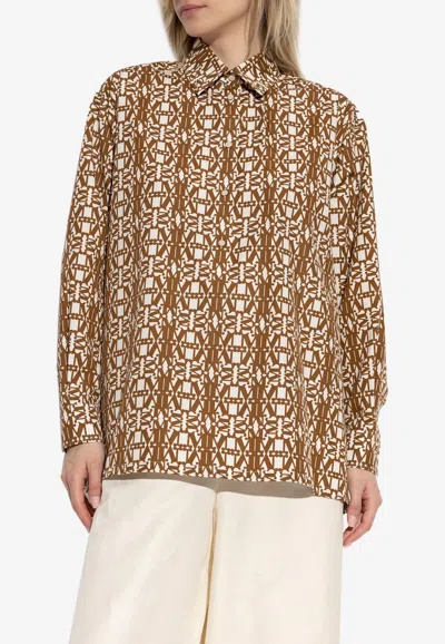 Max Mara Gallura Printed Oversized Shirt In Brown
