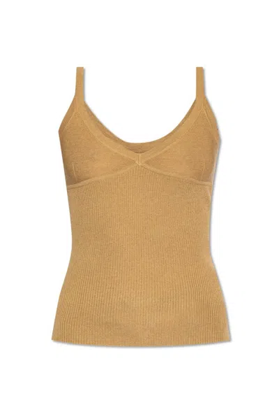 Max Mara Sleeveless Knitted Top In Beige