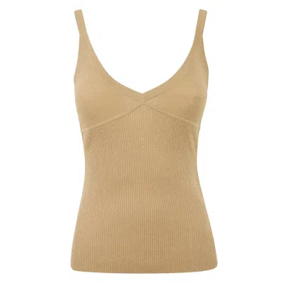 Max Mara Gallura Ribbed Top In Beige