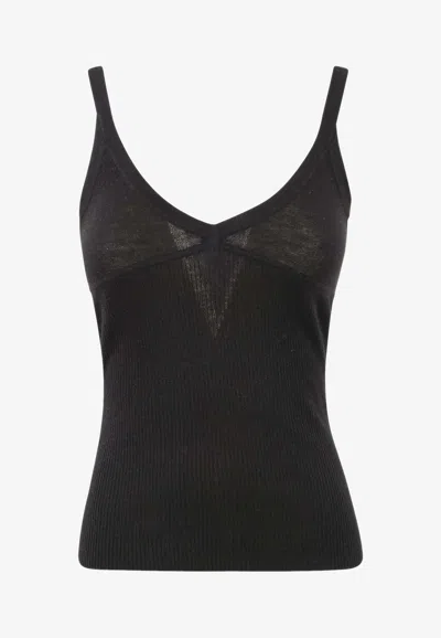 MAX MARA GALLURA SILK-BLEND V-NECK TOP
