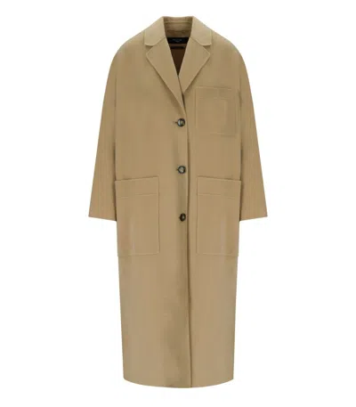 Max Mara Galosce Beige Coat In Green