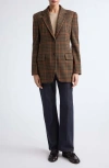 Max Mara Mxmgalgosce Houndstooth Wool And Cotton-blend Blazer In Brown