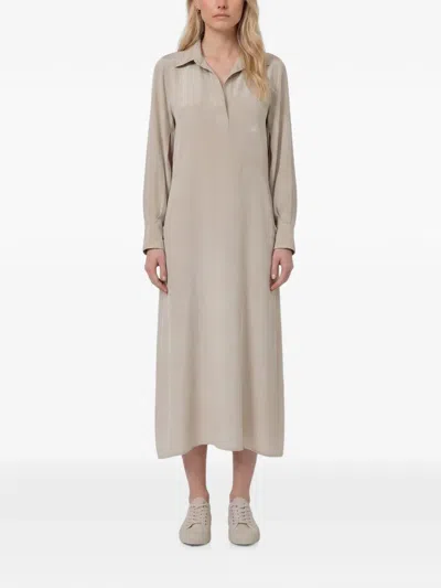 Max Mara Gambero Silk Polo Midi Dress In Neutral