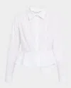 Max Mara Gamma Button-down Peplum Shirt In White