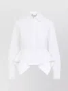 Max Mara Gamma Popeline Shirt With Asymmetric Peplum Hem In White