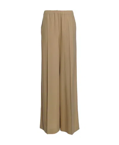 Max Mara Gara Washed Silk Wide Leg Pants In Wood