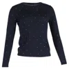 Max Mara Gardena Embellished Knit Sweater In Navy Blue Wool In Blue