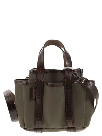 MAX MARA MAX MARA GARDENCA BASXS GIARDINIERA MINI CANVAS AND LEATHER TOTE BAG