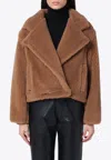 Max Mara Collared Long-sleeved Teddy Coat In Camel