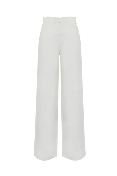 Max Mara Garibo Linen Trousers In Bianco