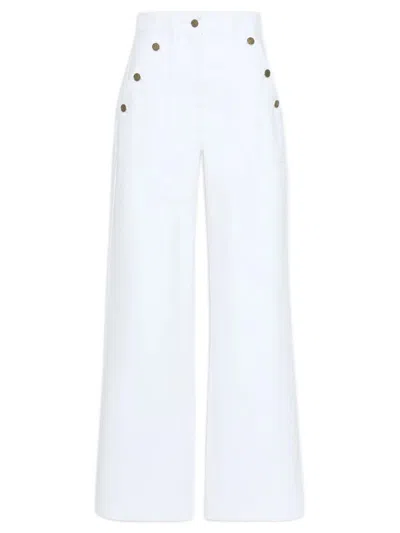 Max Mara Garment-treated Cotton Bull Trousers With Covered Zip In Bianco