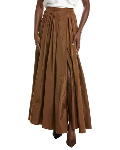 Max Mara Garonna Silk-blend Skirt In Brown