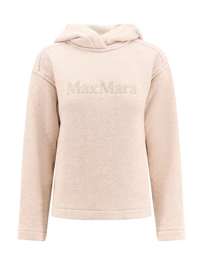 Max Mara Gary Cotton Sweatshirt With Lettering Logo On The Front In Cream