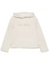 Max Mara Logo Cotton Hoodie With Classic Hood And Ribbed Finish In Nude & Neutrals