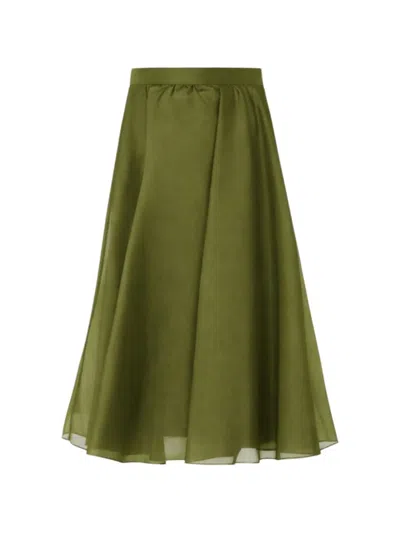 Max Mara Gathered A-line Midi Skirt In Green