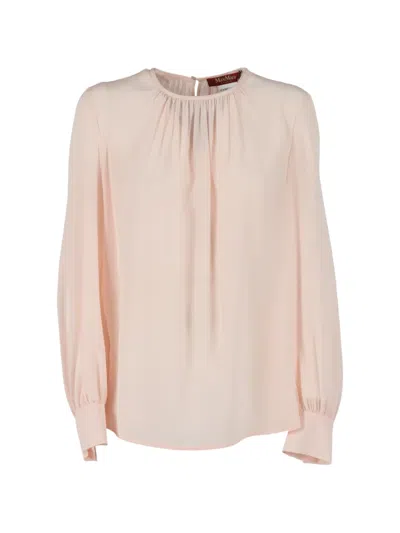 Max Mara Gathered Blouse In Pink