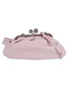Max Mara Gathered Design Leather Handbag With Signature Clasp In Pink