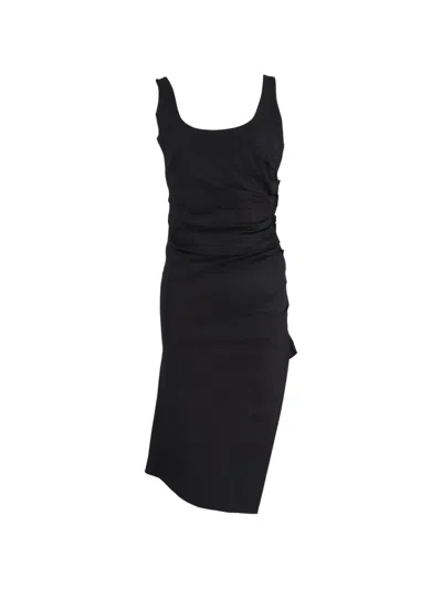 Pre-owned Max Mara Gathered-detail Midi Dress In Black