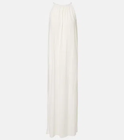 Max Mara Gathered Halterneck Maxi Dress In White
