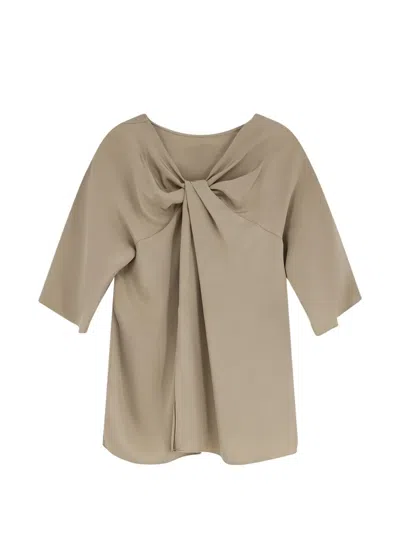 Max Mara Gathered Top In Neutral