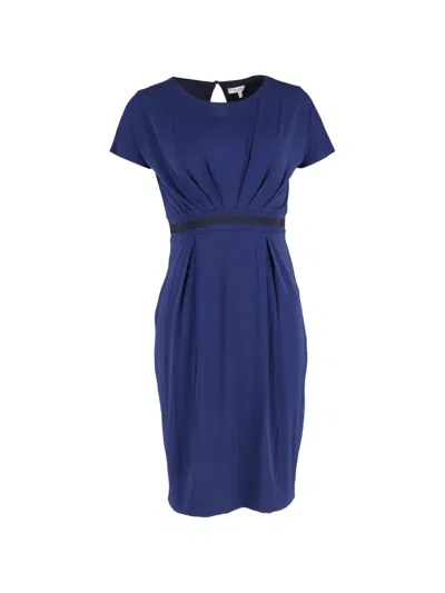 Pre-owned Max Mara Gathered-waist Midi Dress In Blue