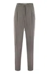 Max Mara Pleated-front Drawstring Trousers In Gray
