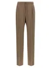Max Mara Waistband Pleated Front Side Pockets Trousers In Brown