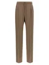 Max Mara Waistband Pleated Front Side Pockets Trousers In Brown