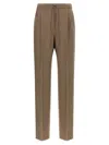 Max Mara Waistband Pleated Front Side Pockets Trousers In Brown