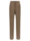 Max Mara Waistband Pleated Front Side Pockets Trousers In Brown