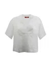 Max Mara Polo T-shirt In Ramie Gauze In White
