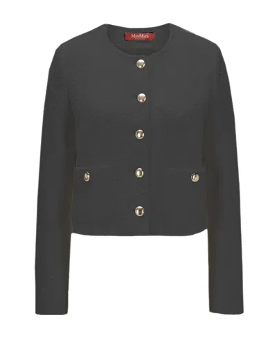 Max Mara Gavino Round Neck Short Casual Jacket In Black